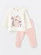 Crew Neck Velvet Girls' Baby Pajama Set